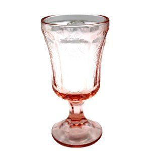 Vintage Pink Depression  Replacement Patterned Paneled Goblet Water Tea Glass